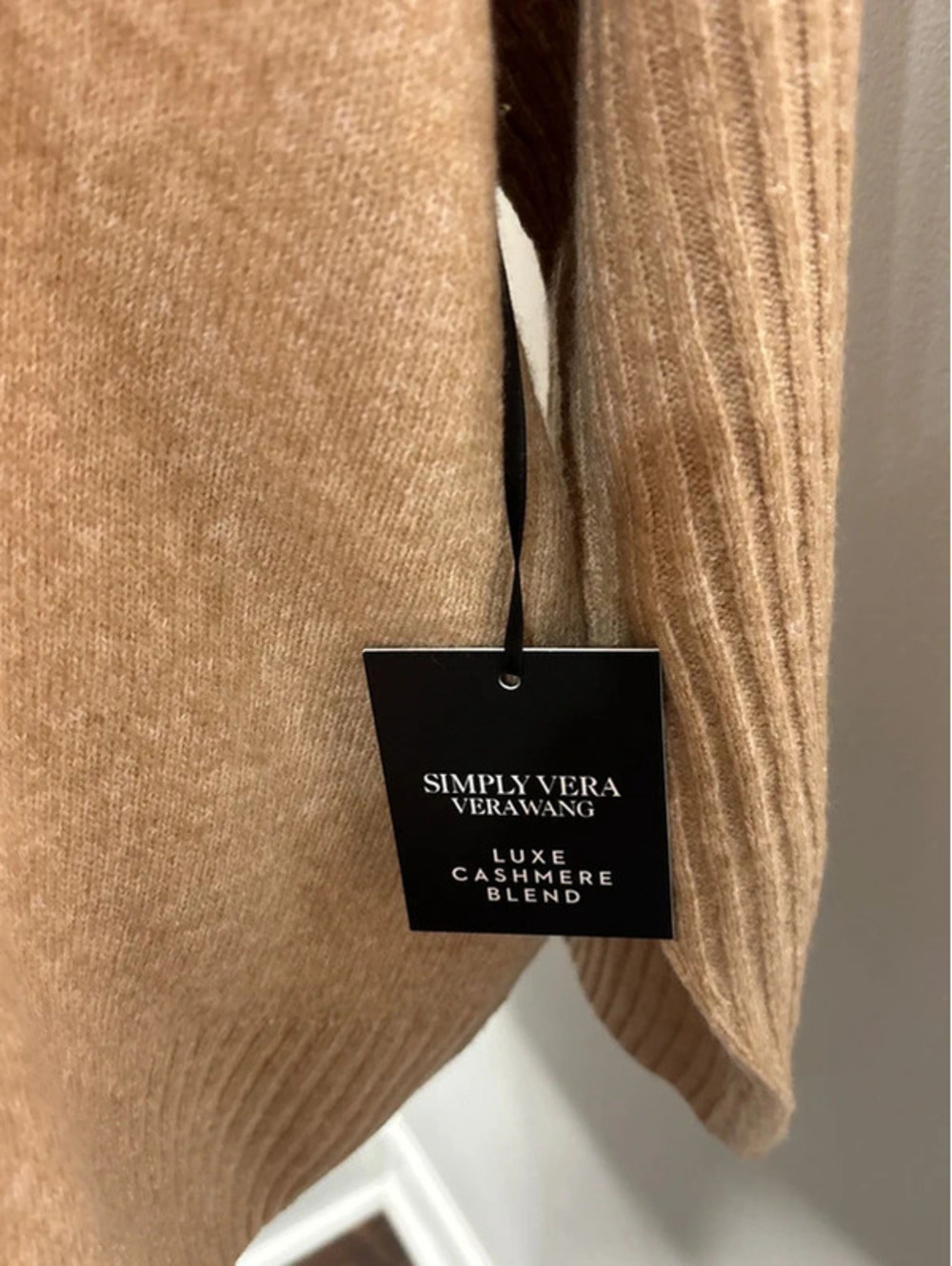 NWT Simply Vera Vera Wang Luxe Cashmere Blend Mock Neck Sweater 3X Beige - Picture 2 of 4